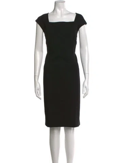 Pre-owned Lafayette 148 Square Neckline Knee-length Dress In Black