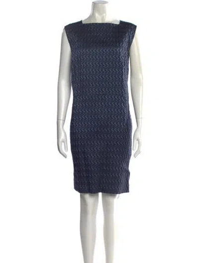 Pre-owned Lafayette 148 Square Neckline Knee-length Dress In Blue