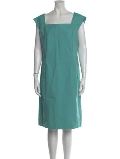Pre-owned Lafayette 148 Square Neckline Knee-length Dress In Blue