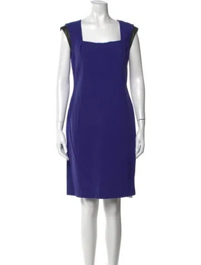 Pre-owned Lafayette 148 Square Neckline Knee-length Dress In Blue