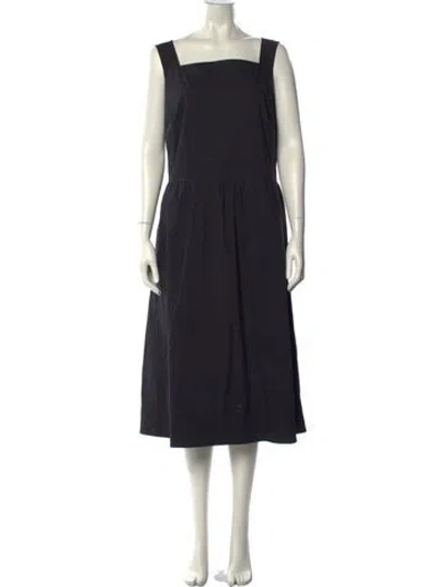 Pre-owned Lafayette 148 Square Neckline Midi Length Dress In Black