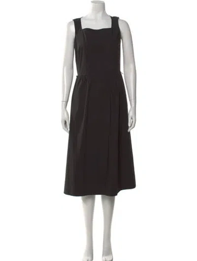 Pre-owned Lafayette 148 Square Neckline Midi Length Dress In Black