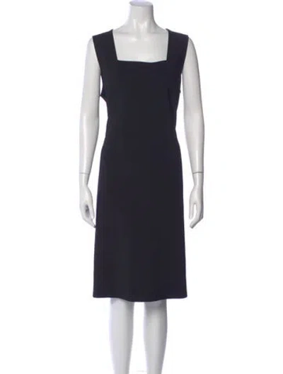 Pre-owned Lafayette 148 Square Neckline Midi Length Dress In Blue