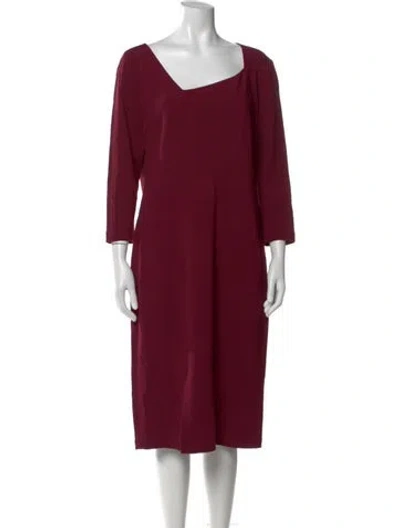 Pre-owned Lafayette 148 Square Neckline Midi Length Dress In Red