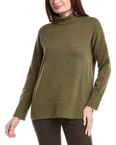 Lafayette 148 Stand Collar Cashmere Sweater In Green