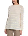 Lafayette 148 New York Stitch Stripe Cashmere-blend Sweater In White