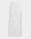 Lafayette 148 Cotton Silk Jacquard Straight Midi Pencil Skirt