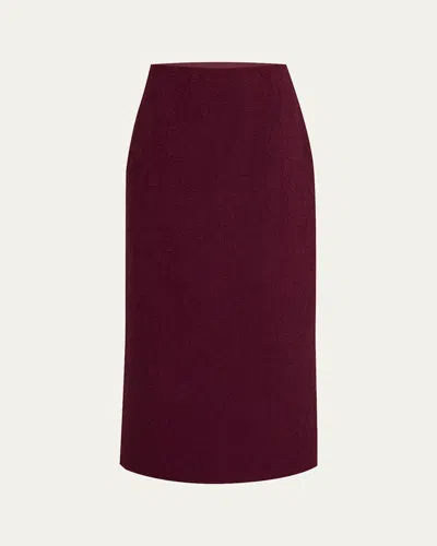 Lafayette 148 Straight Jacquard Midi Skirt In Burgundy