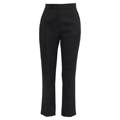 Pre-owned Lafayette 148 Straight-leg Trousers In Black Wool