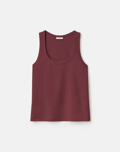 Lafayette 148 Stretch Cotton Rib Scoop Neck Tank In Burgundy