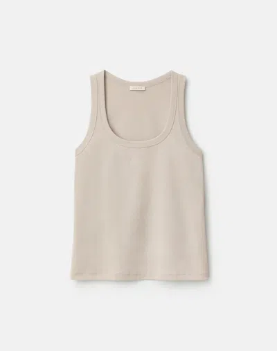 Lafayette 148 Stretch Cotton Rib Scoop Neck Tank In Neutral