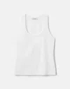 Lafayette 148 Stretch Cotton Rib Scoop Neck Tank In White