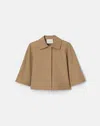 Lafayette 148 Stretch Cotton Short Sleeve Cropped Short Jacket In Cammello