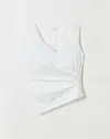 Lafayette 148 Stretch Cotton Sleeveless Wrap Front Top In White