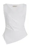Lafayette 148 Stretch Cotton Wrap Top In White