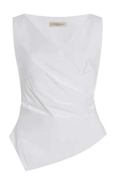 Lafayette 148 Stretch Cotton Wrap Top In White