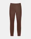 Lafayette 148 Greenwich Ankle-crop Leather Pants In Rustic Brown