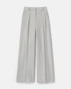 Lafayette 148 Stretch Virgin Wool Pleated Wide Leg Pant In Burgundy