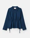 Lafayette 148 Stretch Wool Drawstring Oversized Jacket In Lido Blue