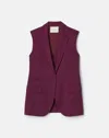 Lafayette 148 Neapolitan Pick Stitch Lightweight Wool Vest In Violet Ash