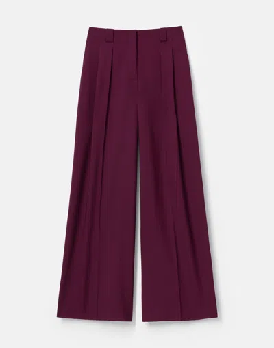 Lafayette 148 Stretch Wool Pleated Wide Leg Pant In Violet Ash