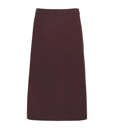 Lafayette 148 Stretch-wool Midi Skirt In Burgundy