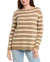 Lafayette 148 New York Stripe Cashmere-blend Sweater In Brown