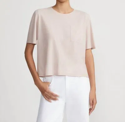 Lafayette 148 Stripe Cotton Jersey Pocket T-shirt In Blush Peach Multi