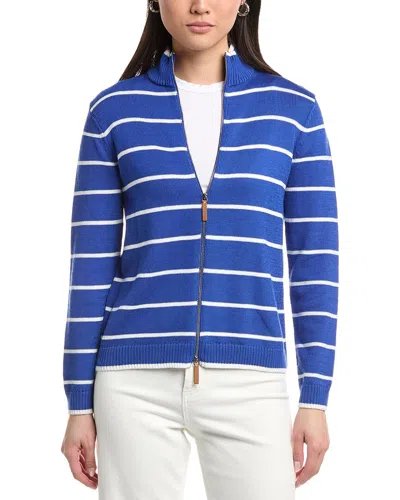 Lafayette 148 Stripe Fitted Bomber In Blue