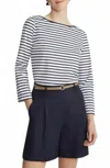 Lafayette 148 Naval Stripe Cotton Jersey Bateau Top In Multi