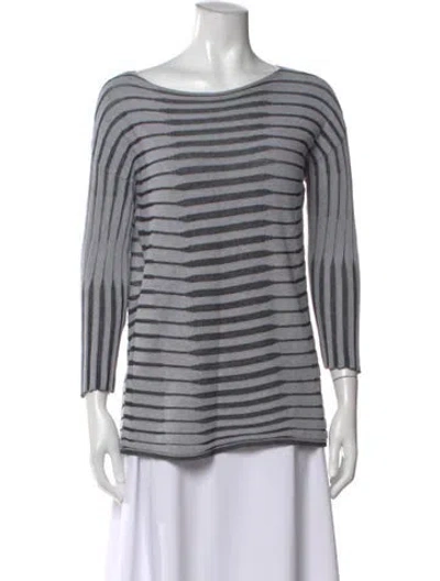 Pre-owned Lafayette 148 Striped Bateau Neckline Sweater In Multi