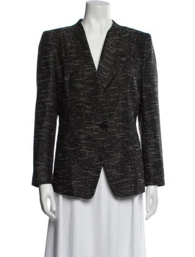 Pre-owned Lafayette 148 Striped Blazer In Black