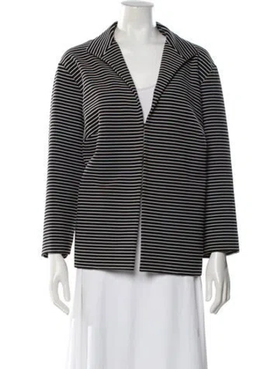 Pre-owned Lafayette 148 Striped Blazer In Black