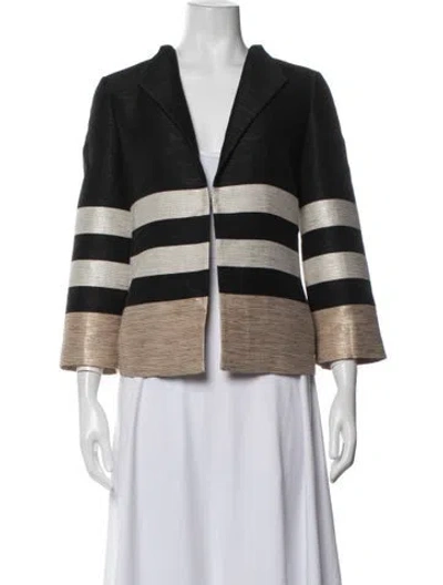 Pre-owned Lafayette 148 Striped Blazer In Black