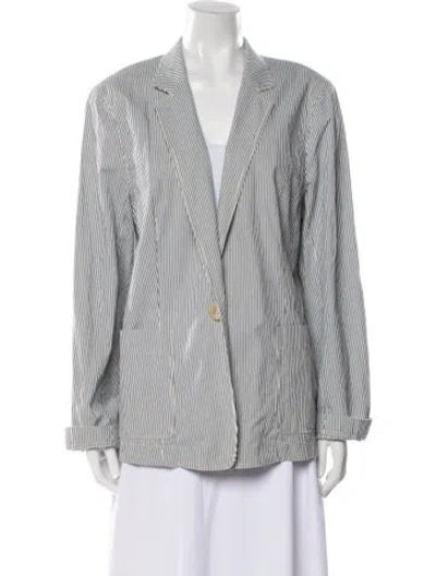 Pre-owned Lafayette 148 Striped Blazer In Blue