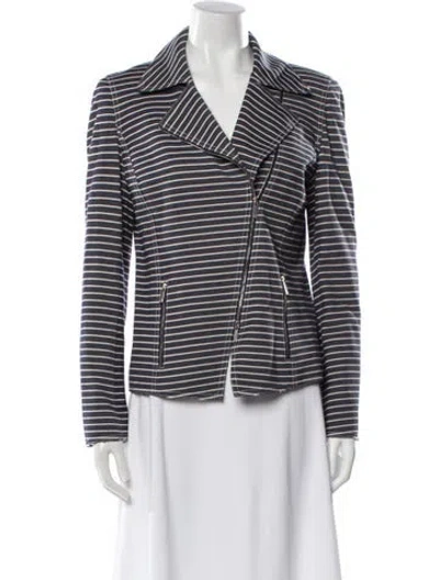 Pre-owned Lafayette 148 Striped Blazer In Blue