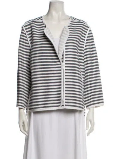 Pre-owned Lafayette 148 Striped Blazer In Blue