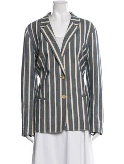 Pre-owned Lafayette 148 Striped Blazer In Blue