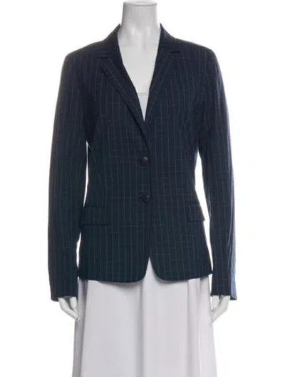 Pre-owned Lafayette 148 Striped Blazer In Blue