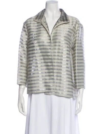 Pre-owned Lafayette 148 Striped Blazer In Gray