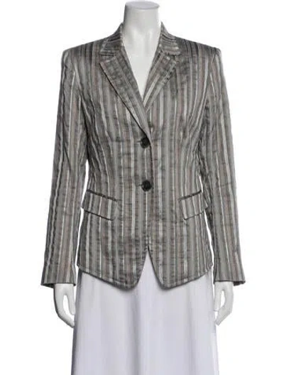Pre-owned Lafayette 148 Striped Blazer In Gray