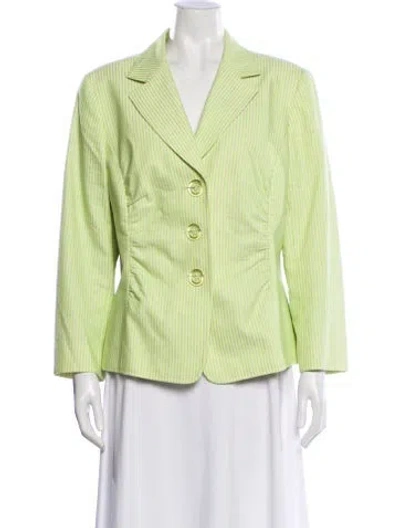 Pre-owned Lafayette 148 Striped Blazer In Green