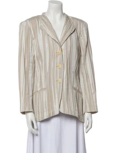 Pre-owned Lafayette 148 Striped Blazer In Neutral