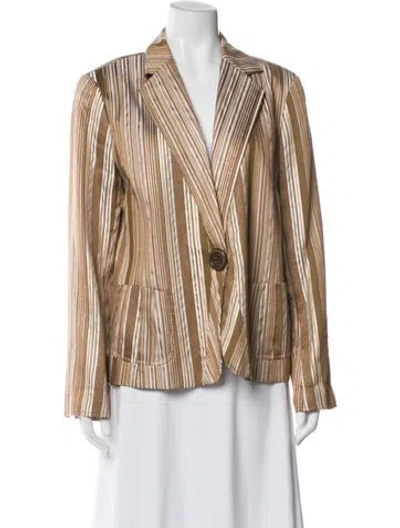 Pre-owned Lafayette 148 Striped Blazer In Neutral