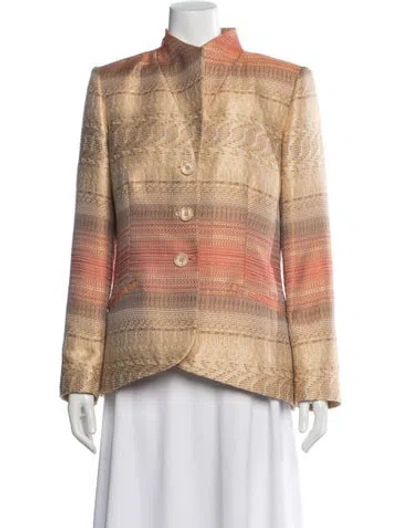 Pre-owned Lafayette 148 Striped Blazer In Orange