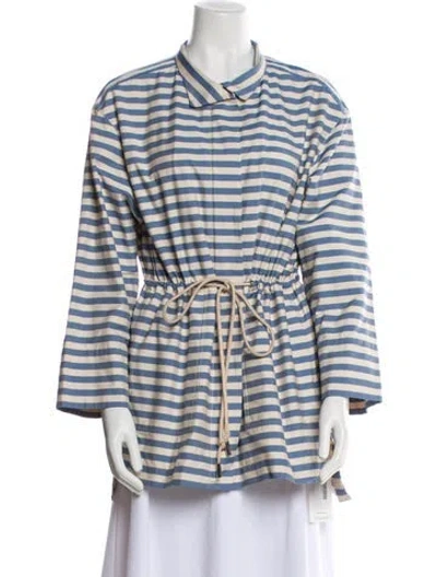 Pre-owned Lafayette 148 Striped Blazer In White
