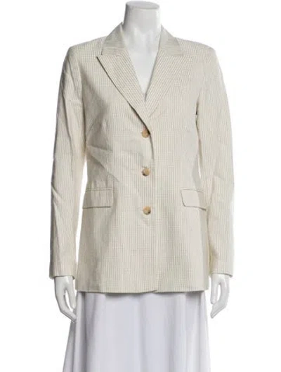 Pre-owned Lafayette 148 Striped Blazer In White