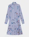 Lafayette 148 Striped Brushstroke-print Shirtdress In Sky Multi