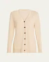 Lafayette 148 Striped Button-down Cashmere Cardigan In Dune Multi