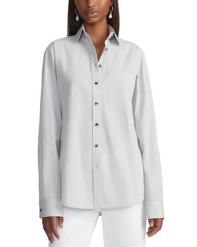 Lafayette 148 Button-down Striped Cotton Shirt In Venetian Sky